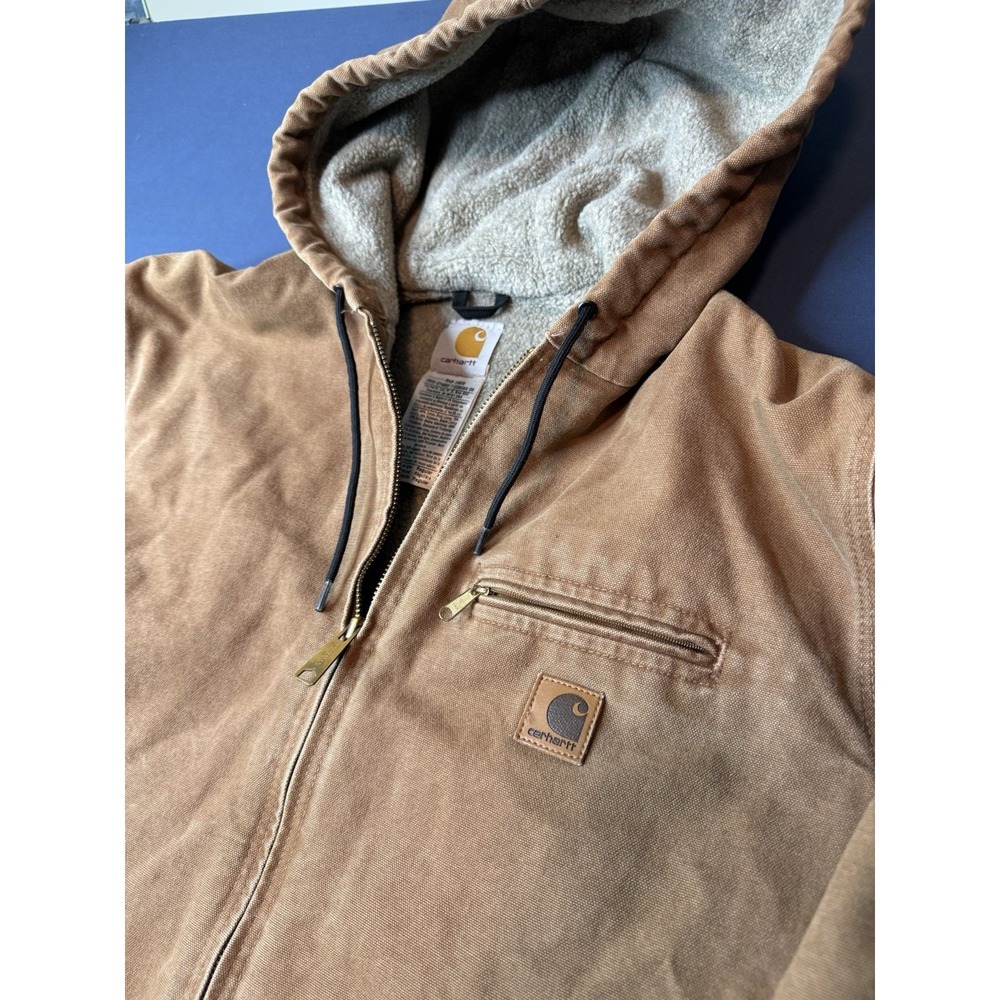 Vintage 2005 Carhartt J141 BRN Sierra Jacket Large Regular Sherpa Lined Hooded - Picture 3 of 7